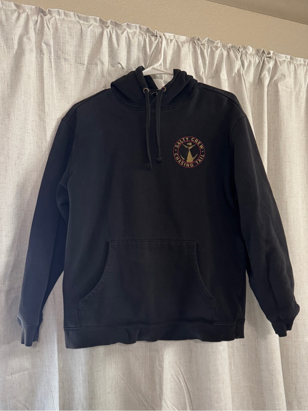 Salty Crew Black Crewneck Hoodie with Small Chest Patch
